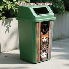 1pc 14.57 X 32.28 Inch Trash Can Sticker, 4 Cats Exploring Outside Window, Decorative Wall Paper Self-Adhesive For Kitchen Trash Can, Wall, Home Decor - Style 1 - View 7