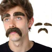 1 Set Reusable Fake Mustache And Eyebrows, Suitable For Halloween Party Makeup Accessories - Multicolor - View 1