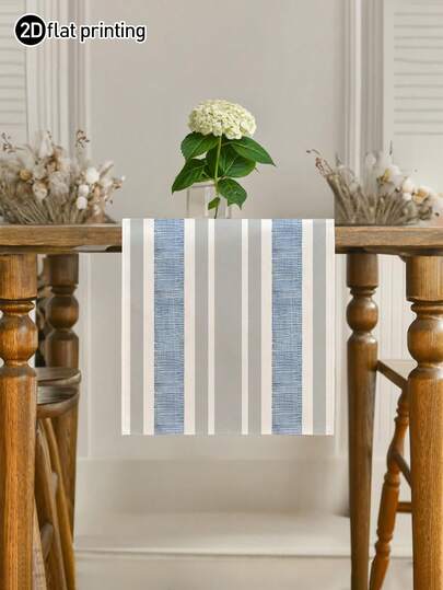 1 pièce Chemin de table rayé vintage classique, nappe rectangulaire texturée, convient pour la table à manger, la table basse, la décoration de la maison - Décoration durable de cuisine et de salle à manger, décoration de table