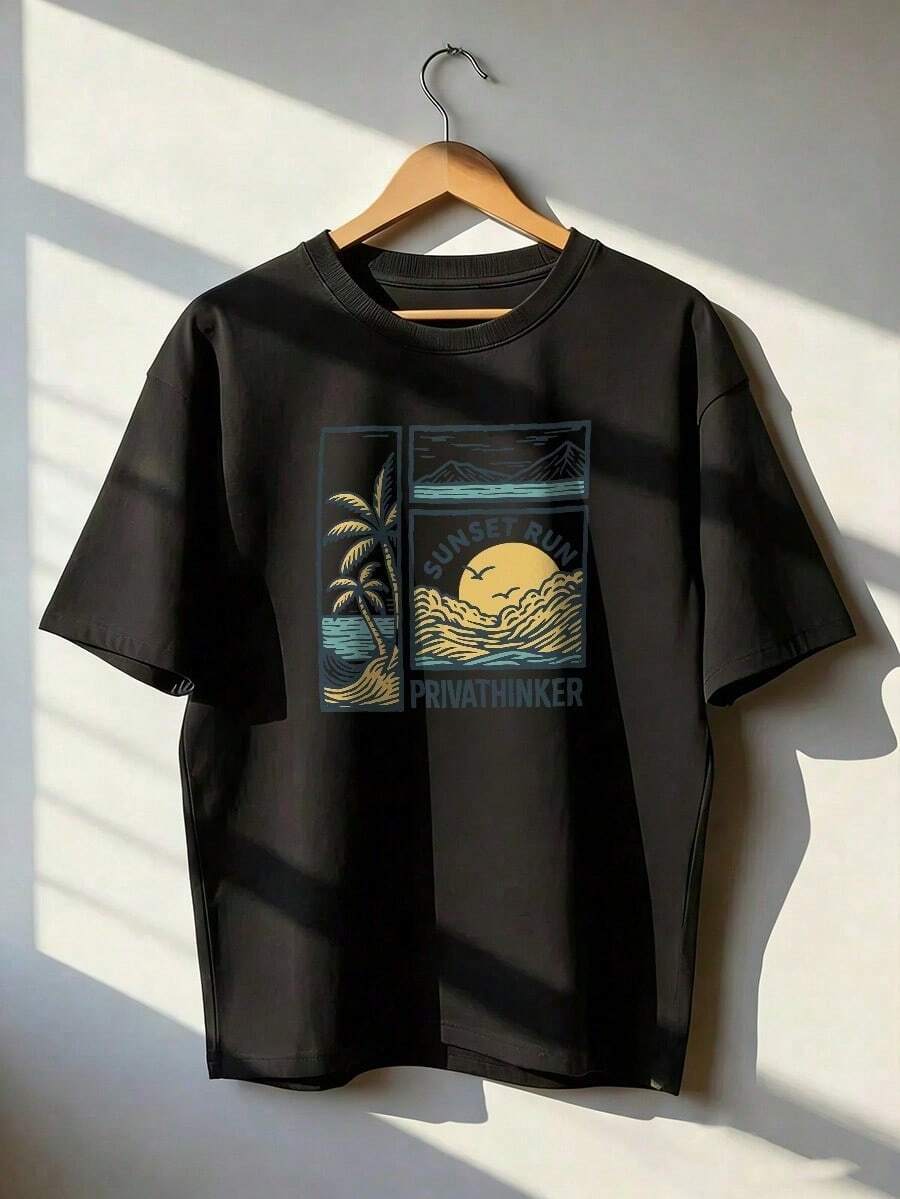 Camiseta de Manga Corta con Estilo Retro y Veraniego,Camiseta de manga corta de moda para primavera y verano de 2026, hecha en México, 180 gramos. Estampado de dibujos animados, modelo de pareja, apta para uso interior o exterior. Cuello redondo, unisex, ideal para oficina y ocio. Paquete de una pieza. - BK-P631577SLNDXZGY452 - Ver 1