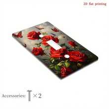 1pc Vintage Red Rose & Butterfly Switch Panel Cover, Decorative Wall Sticker For Bedroom, Kitchen, Bathroom, Home Improvement Essential - Multicolor - View 12