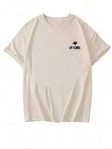 1 pieza de camiseta de manga corta con cuello redondo, estilo casual, con estampado llamativo de un gesto de mano con café americano, nueva colección de verano, sencilla y a la moda, versátil para mujer, 180g, 100% algodón. - Negro 2 - Ver 9
