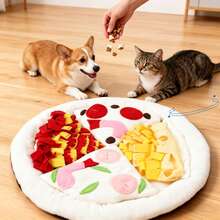 Thảm ngửi hình bánh pizza cho thú cưng, thảm ăn chậm kiểu trò chơi xếp hình cho mèo và chó, đồ chơi giảm căng thẳng bằng mùi hương, thảm ngửi trốn tìm thú vị. - trắng - Xem 9