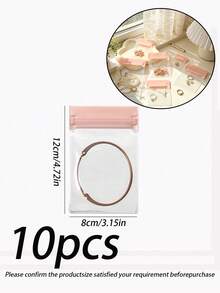 20 cái/40 cái/100 cái túi khóa kéo PVC trong suốt chống oxy hóa cho trang sức, túi nhựa 46 gauge để đóng gói nhẫn và phụ kiện trang sức, túi đựng bông tai và đồ trang trí, 2 cái hộp lưu trữ trên bàn, túi đựng trang sức, kệ tổ chức đa năng trên bàn - EVA màu hồng - Xem 26