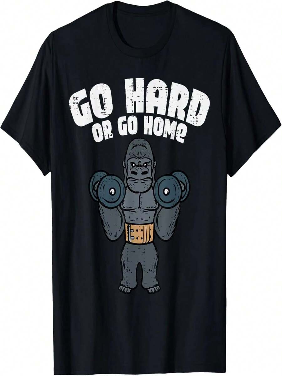Pure Cotton Sports T-Shirts, Ideal For Going To The Gym; Motivational T-Shirts, Perfect For Training At Home; And Fun Classic Retro Short-Sleeved T-Shirts With Prints. - Black - View 1
