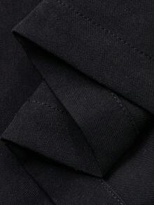 Chaqueta casual y holgada de mujer con decoración de botones metálicos, versátil para primavera y verano - Negro - Ver 7