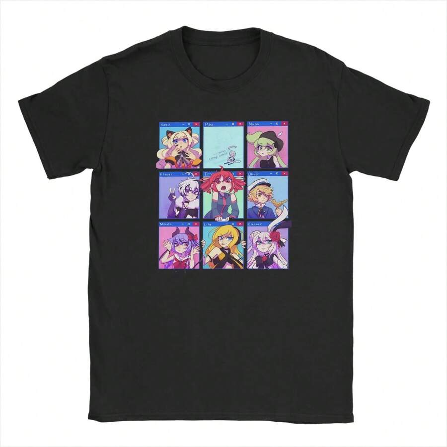 Kasane T1eto Popular Virtual Singer T-Shirts, Cool T-Shirts, Crop Tops, Classic Tops, Beachwear, 100% Cotton, Crew Neck, Plus Sizes, T1EEs 220G T-Shirt, Thick Cotton, Unisex Casual Top, Soft Texture And Pleasant Feel, Comfortable And Skin-Friendly. The Classic And Simple Style Never Goes Out Of Fashion, Suitable For Daily Wear, Sports, Travel, Vacations, And All Casual Occasions. - 黑色 - 查看 1