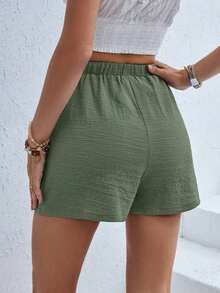 con decoración de lazo casual para señoras, part inferior de verano - Verde Oliva - Ver 2