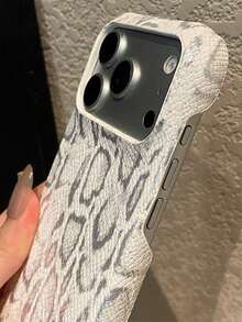 Funda de teléfono de piel de serpiente falsa de lujo y estilo retro para iPhone 17 Pro Max, 17 Pro, 16 Pro Max, 15 Pro Max, 14 Pro Max, 13, 12, 11 Pro Max, 16, 15, 14 Plus, cubierta protectora trasera - Blanco - Ver 7