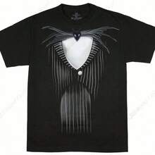 Nightmare Before Christmas Shaded Skellington Costume Tuxedo T-Shirt - 黑色 - 查看 1