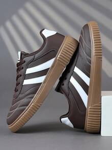 Zapatos planos de plataforma de moda casual para hombres, zapatos deportivos clásicos y con estilo para patinaje, zapatos para correr con cordones, zapatillas personalizadas para hombres de estilo casual para la calle - Marrón - Ver 2