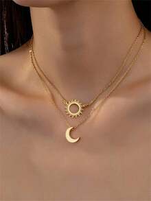 Luxury Sun And Moon 2 Piece Necklace Set - 彩色 - 查看 2