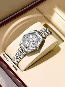 Luxury Design Fashion Exquisite Quartz Watch With Calendar Function, Suitable For Wedding Celebration, Gifts, Company, Annual Meeting, Employee Gifts, Daily And Formal Occasions, Birthday Gifts And Holiday Gifts, Anniversary. (Excluding Gift Box) - White - View 1