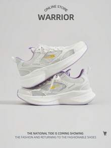WARRIOR 1 đôi giày thể thao nữ buộc dây kiểu dáng thường ngày, thoải mái, nhẹ, thoáng khí, thích hợp cho hoạt động ngoài trời, thời trang và đa năng cho mùa hè. - Ánh sáng trắng tím vàng - Xem 5