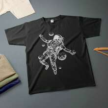 Astronauts-Shirt Various Sizes & Colours Ink Drawing Tee - Black - View 5