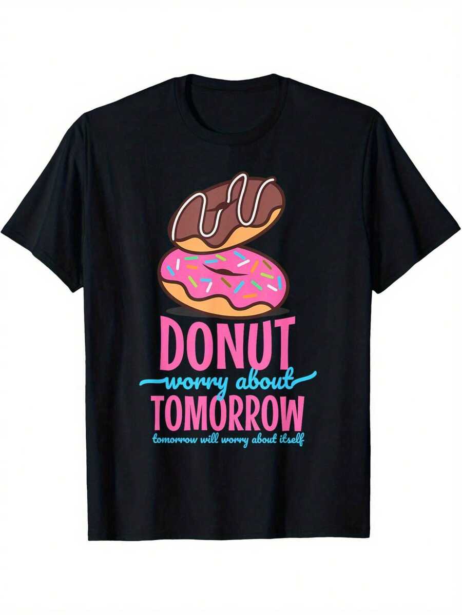Camiseta Divertida "No te preocupes por el mañana, Matthew, reza" - Negro - Ver 1