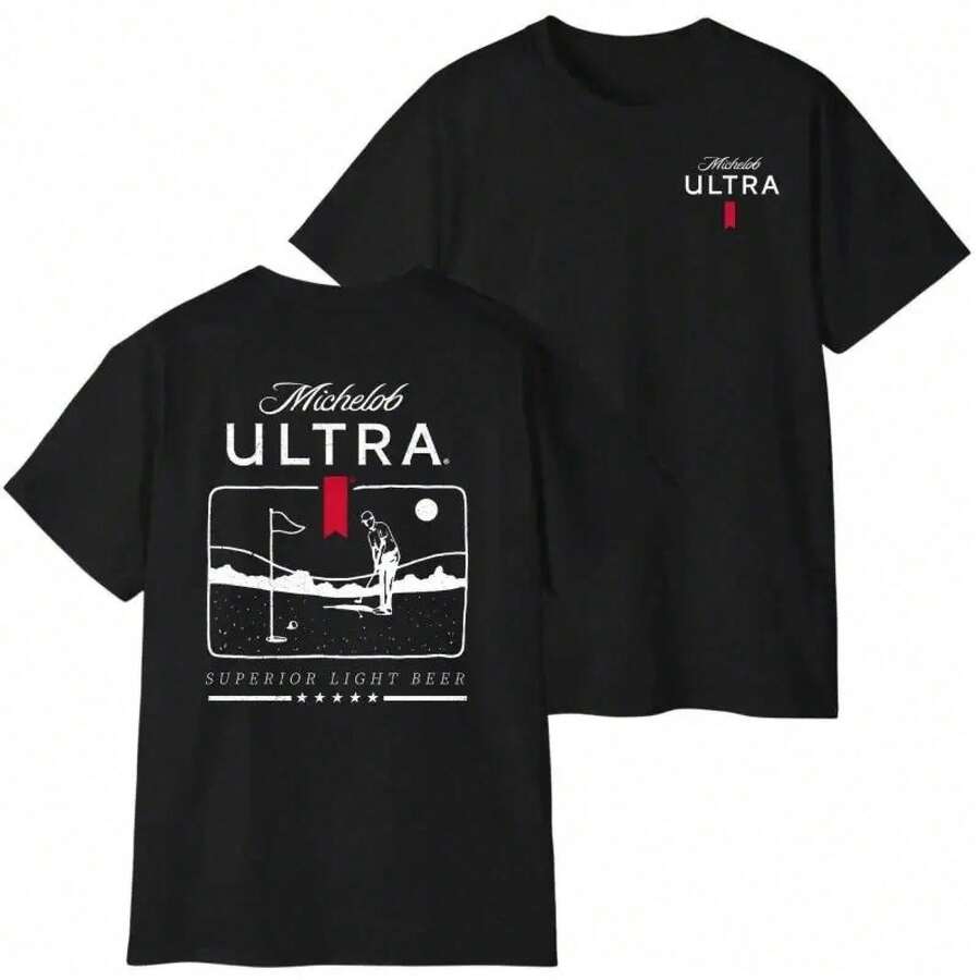 Camiseta de golf de doble cara Michelob Ultra – Camiseta gráfica vintage de cerveza ligera Superior, divertida camiseta de golf para hombres y mujeres, top clásico retro para amantes del golf. QCK7 - Negro - Ver 1