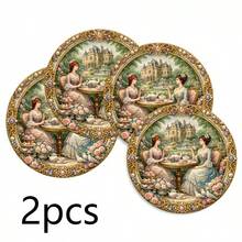 Alas piring bundar bergaya Rococo vintage dengan motif wanita bangsawan abad ke-18 dan pesta teh di taman, tersedia dalam set 1/2/4/6/8 buah, dengan diameter 36 cm. Terbuat dari 100% serat poliester, dapat dicuci dengan mesin, dicuci dengan tangan, dan dicuci kering, serta memiliki sifat anti selip dan tahan panas. Ideal untuk makan sehari-hari dan dekorasi rumah, sempurna untuk penggemar gaya vintage dan barok. - MultiWarna - View 11