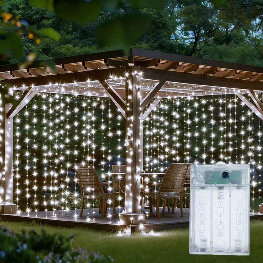1 Stück, 3m X 3m / 9,8ft X 9,8ft, batteriebetrieben, Märchen LED Vorhang Lichterkette, Weihnachten, Halloween, Zimmer, Party, Hochzeit, Hintergrund Atmosphäre Dekoration