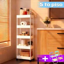 Carro de almacenamiento multifuncional de 3/5/6 capas, herramienta de almacenamiento para el hogar, estante de almacenamiento multifuncional para baño, oficina y cocina - Blanco - Ver 1