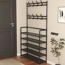 Multi Layer Entry-Level Clothes Hanger And Shoe Rack, Jacket And Shoe Rack, Foyer Bench Storage Rack With 8 Hooks, Can Accommodate 30 Pairs Of Shoes, Suitable For Foyer, Bedroom, Hallway, Office, Suitable As Holiday Gifts - Multicolor - View 4