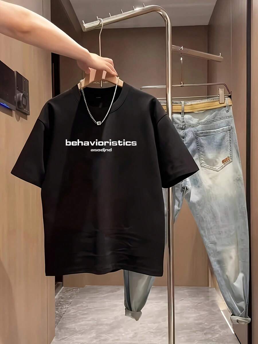 Nueva camiseta de manga corta para mujer de 180 g,% algodón - Camiseta casual versátil con estampado de verano para hombre - Camiseta con estampado de verano para parejas - Unisex - Regalo para vacaciones - Negro - Ver 1