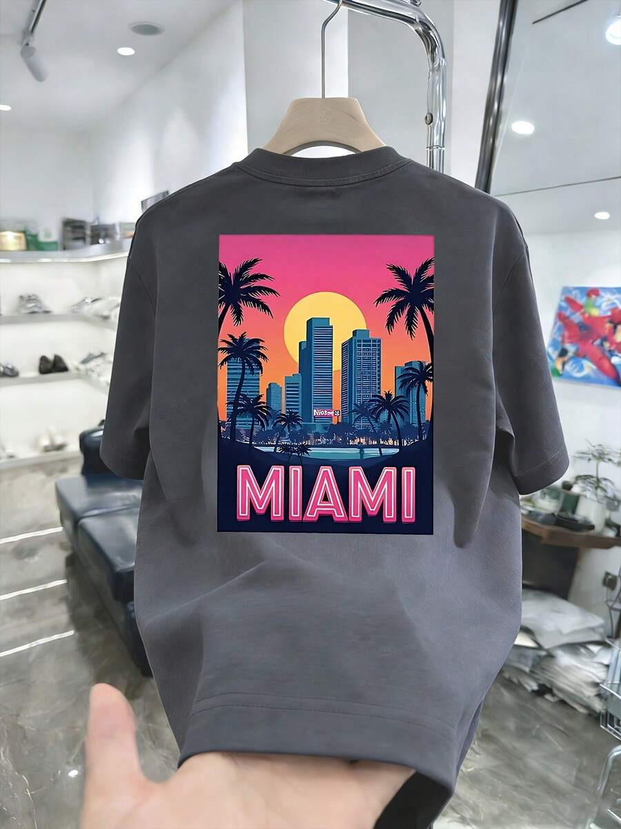 Nueva camiseta de manga corta para mujer de 180 g,% algodón - Camiseta casual versátil con estampado de verano para hombre - Camiseta con estampado de verano para parejas - Unisex - Regalo para vacaciones - Gris Oscuro - Ver 1