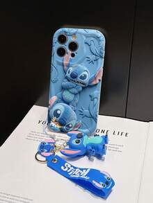 Disney Lilo And Stitch Phone Case : 3D Fluffy Pattern Border Protector Phone Soft Phone Case With A Free Cute Stitch Bracelet Chain Lanyard, Stitch, Lilo, Angel, For Apple 17 Promax 17 Pro 16 15 14 13 12 11 Pro Max XS Max X XR Soft Cover Summer Phone Case - trắng - Xem 5