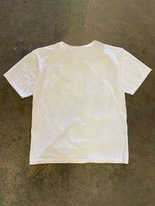Camiseta con Estampado de Letras| Top Casual de Manga Corta y Cuello Redondo para Verano y Primavera, Ropa de Mujer - Blanco - Ver 2