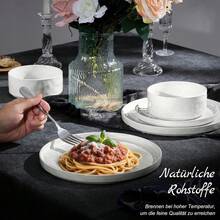 Homikit Geschirrset, 12-teiliges Geschirrset für 4 Personen, Kombi-Tischservice mit Speisetellern, Desserttellern undüslischalen, edles Blau FX2Y - Gesprenkeltes Weiß - Übersicht 3