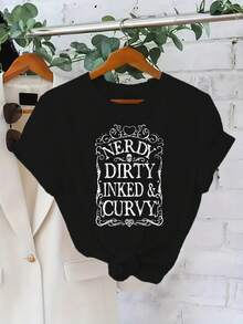 Plus Sizes - Plus Sizes - Women's Summer Short Sleeve T-Shirts With Modern Prints - Black - View 1