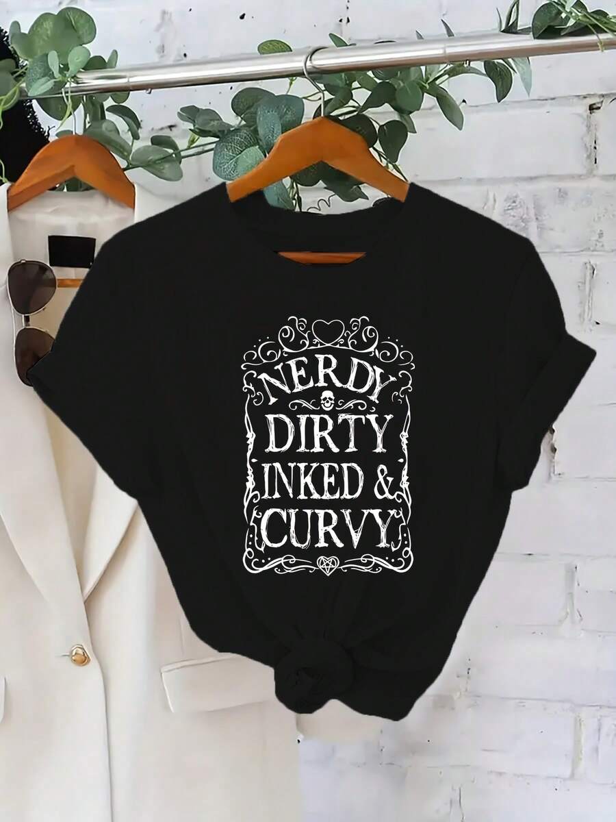Plus Sizes - Plus Sizes - Women's Summer Short Sleeve T-Shirts With Modern Prints - Black - View 1