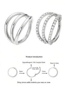 1 chiếc/bộ Khuyên mũi bằng thép không gỉ 316L đính đá Zirconia, cỡ 16G, Khuyên septum hai lớp, Khuyên septum, Khuyên môi, Khuyên septum, Khuyên helix, Khuyên sụn, Khuyên septum, Trang sức xỏ lỗ septum - Bạc - Xem 9