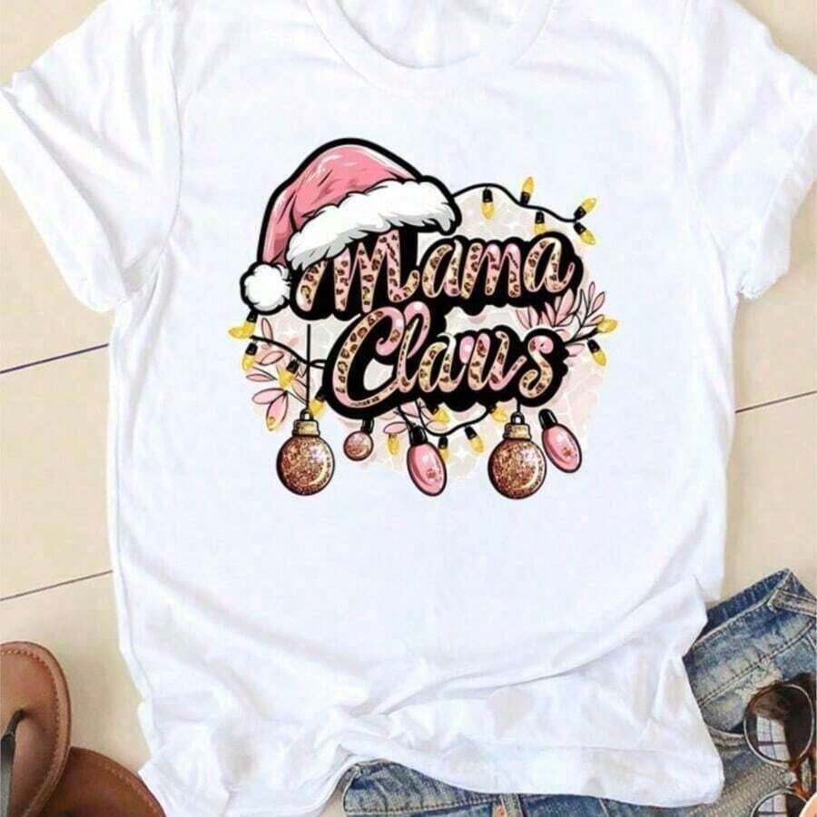 Retro Summer T-Shirt With Santa Claus Blowing Bubbles, Christmas Gift T-Shirt, Funny Winter T-Shirt With Santa Claus - 薄荷綠 - 查看 1