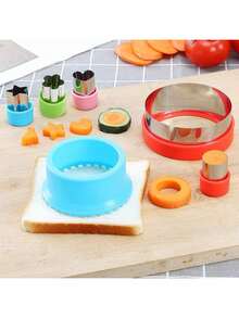 4/8/9 piezas Cortador de pan y sándwich, Cortador de frutas, verduras y galletas, Formas de corazón, estrella, dinosaurio, redondas, Perfecto para hornear DIY, Suministros de cocina, Color aleatorio - Multicolor - Ver 6