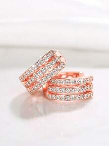 1 Pair Elegant Cubic Zirconia Earrings, Suitable For Women, Can Be Worn For Weddings, Engagements, Anniversaries, Parties, Valentine's Day And Other Occasions - 3# - View 4