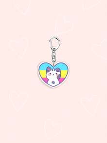 Chaveiro de gato em formato de coração, símbolo do orgulho LGBT, com um lindo gato arco-íris. Ideal para bolsas, acessórios e para representar a bandeira do arco-íris, incluindo lésbicas, bissexuais, transgêneros, não-binários, assexuais e o movimento Progressista. Também perfeito para chaveiros de carro, cordões e decoração de celular. Ideal para namorados, namoradas, lembrancinhas de festa, presentes de formatura e decoração de celular. Perfeito para o Mês do Orgulho, amigos e aliados LGBT. - Multicolorido - Ver 9