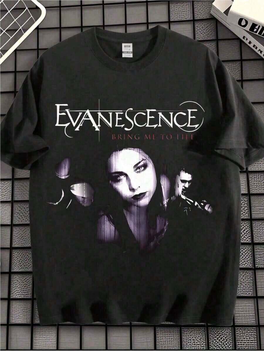 One Evans Band Retro Rock T-Shirt With A Flat Heatsink Print, Featuring The Iconic Graphic Design, Made From 100% Soft, High-Quality Pure Cotton, Machine Washable, Loose-Fitting Urban Style, Unisex Short-Sleeve T-Shirt, Suitable For Music Culture Lovers, Streetwear Enthusiasts, And Alternative Rock Fans. Cotton T-Shirt - 黑色 - 查看 1