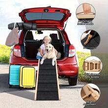Adjustable Dog Ramp, Portable Folding Pet Ramp, Long Wooden Pet Ramp For Bed With Non-Slip Traction Mat For Small Dogs, Dog Climbing Ladder For Sofa, Bed, Couch,Car - 83*31*6cm - View 3