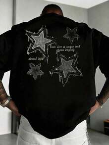 Men's Graphic Tees Short Sleeve Regular Fit Casual Crew Neck Printed T-Shirt Summer Spring Breathable Tops For Young Teens Hip Hop Casual Wear Fashion Shirt Gym Athletic Lightweight Beach Vacation Clothes Gifts For Him - 黑色 - 查看 1