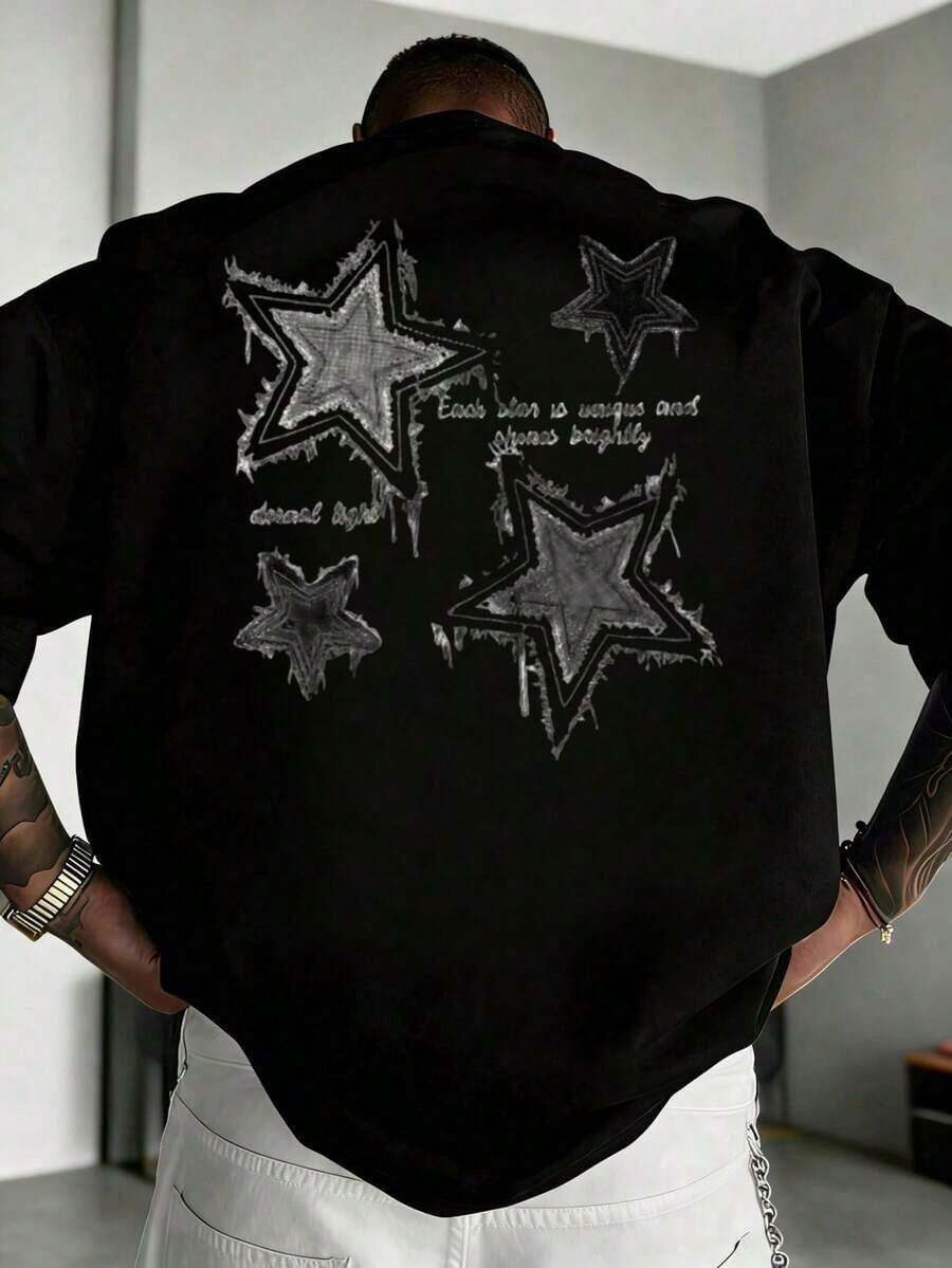 Men's Graphic Tees Short Sleeve Regular Fit Casual Crew Neck Printed T-Shirt Summer Spring Breathable Tops For Young Teens Hip Hop Casual Wear Fashion Shirt Gym Athletic Lightweight Beach Vacation Clothes Gifts For Him - 黑色 - 查看 1