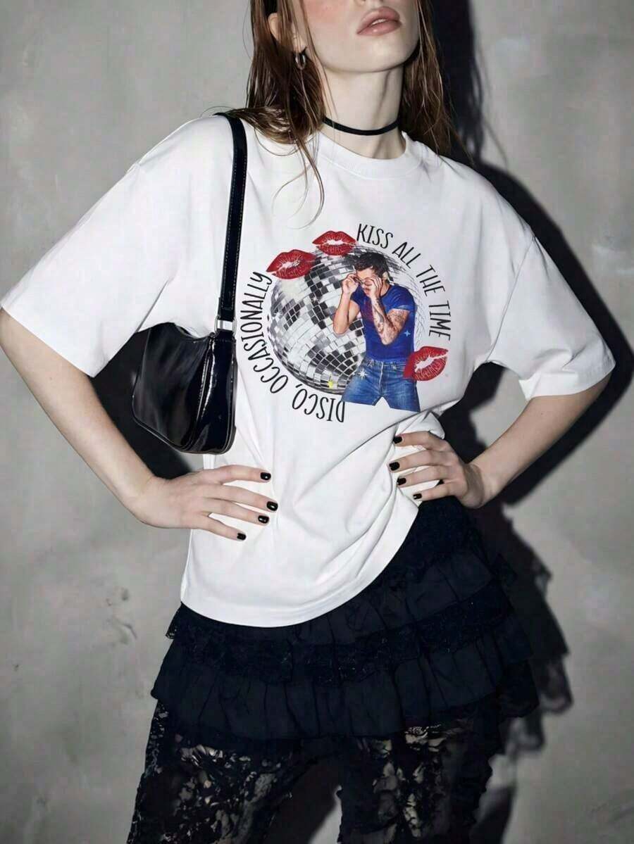 Nuevo logo y diseño, estilo urbano - camiseta unisex de manga corta y cuello redondo de algodón suelto, estilo vintage callejero. - Blanco - Ver 1