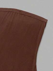 Vestido de tubo de color liso con abertura alta para ropa de Año Nuevo, minivestido corto para mujer - Cafetería - Ver 5