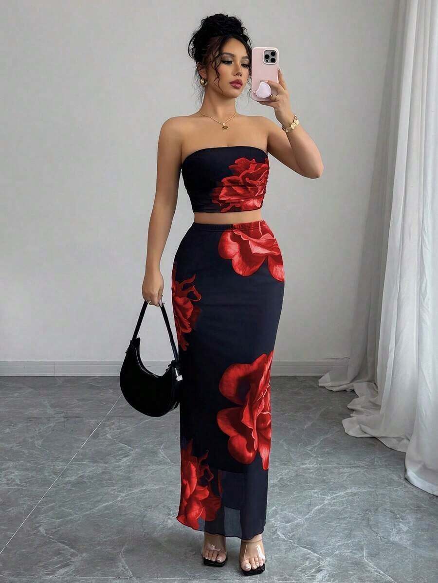 Conjunto de dos piezas para mujer para uso diario - Rojo - Ver 1