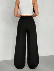 rectos de unicolor casuales para mujeres - Negro - Ver 2
