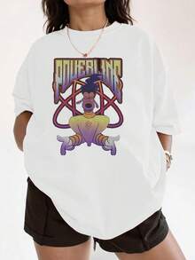 Colorful Graphic Depicting A Futuristic, Energetic Singer With A Powerful Attitude Surrounded By Cosmic Lights, Symbolizing Strength And Freedom. A Comfortable, Modern, Casual Women's T-Shirt For Everyday Wear. - 白色 - 查看 6