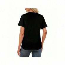 Medical-Surgical Nurse T-Shirt, Cute T-Shirt For Medical-Surgical Nurses, Birthday Gift, Thank You Gift For Medical-Surgical Nurses, Nurse T-Shirts, Classic Oversized Short Sleeve Thick Cotton Graphic Print T-Shirt, Casual Short Sleeve Top For Women - 黑 - 查看 2