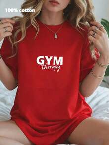 Camiseta Gráfica Casual de Manga Corta para Mujer, Ideal para Vacaciones de Verano y Gimnasio - Cuello Redondo Casual, 100% Algodón, Suave y Transpirable, Corte Relajado - Perfecta para Entrenamientos, Fitness, Amantes del Gimnasio y Uso Diario. Estilo Retro Pop de los 90 para Todos los Géneros. - Rojo - Ver 11
