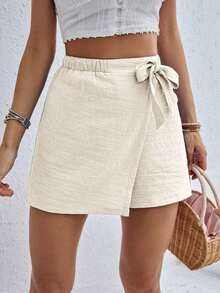 Frenchy Pantalones de verano, shorts cómodos con lazo para mujeres, pantalones informales - Albaricoque - Ver 6