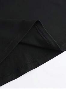 Camiseta de mujer con estampado de pérdida de señal, hecha de tela suave, con cuello redondo y mangas cortas, ligeramente elástica, adecuada para todas las estaciones, elegante, de secado rápido y duradera - Negro - Ver 4